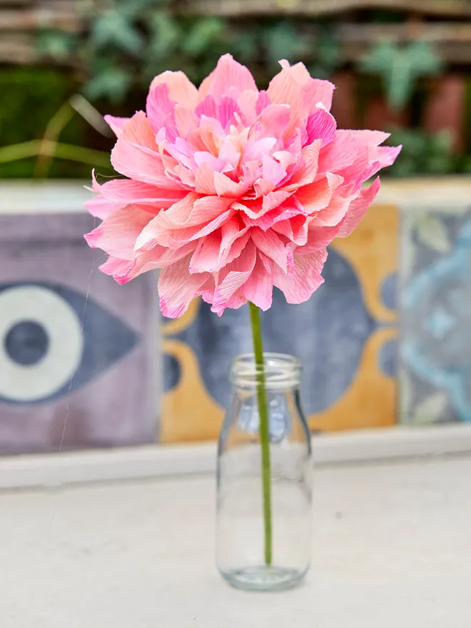 Pink crepe paper flower