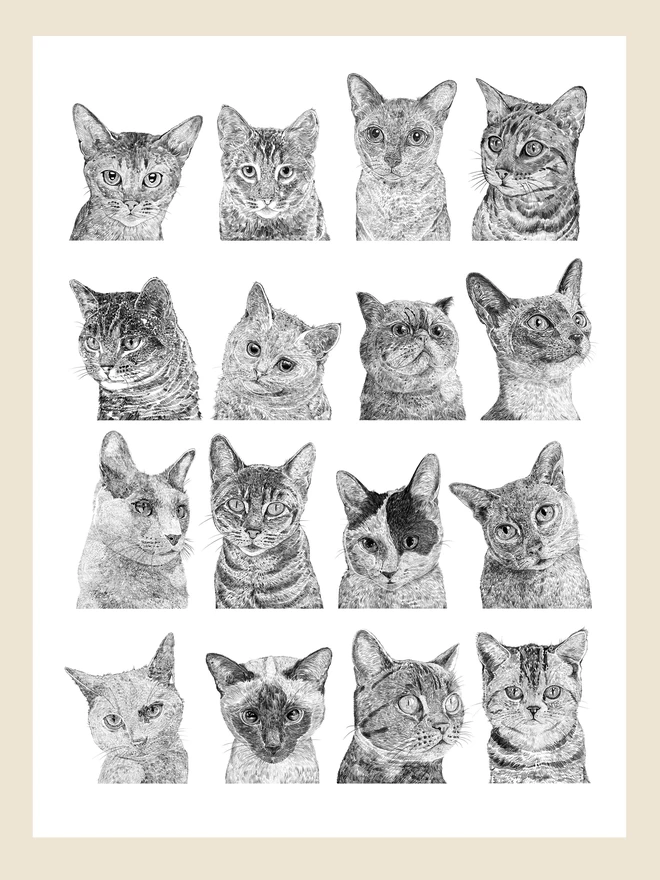 Artwork of cat collection art print