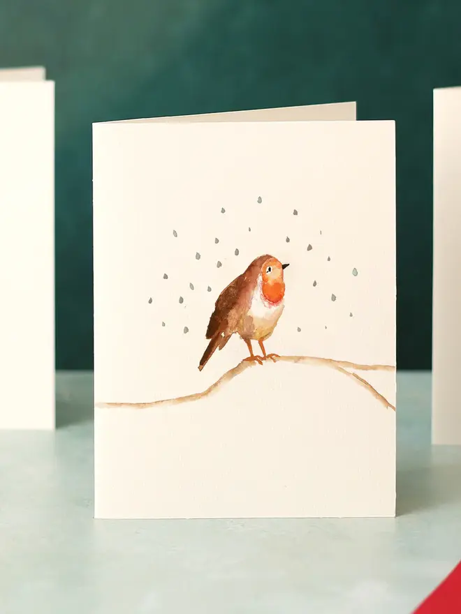 illustrated robin christmas card