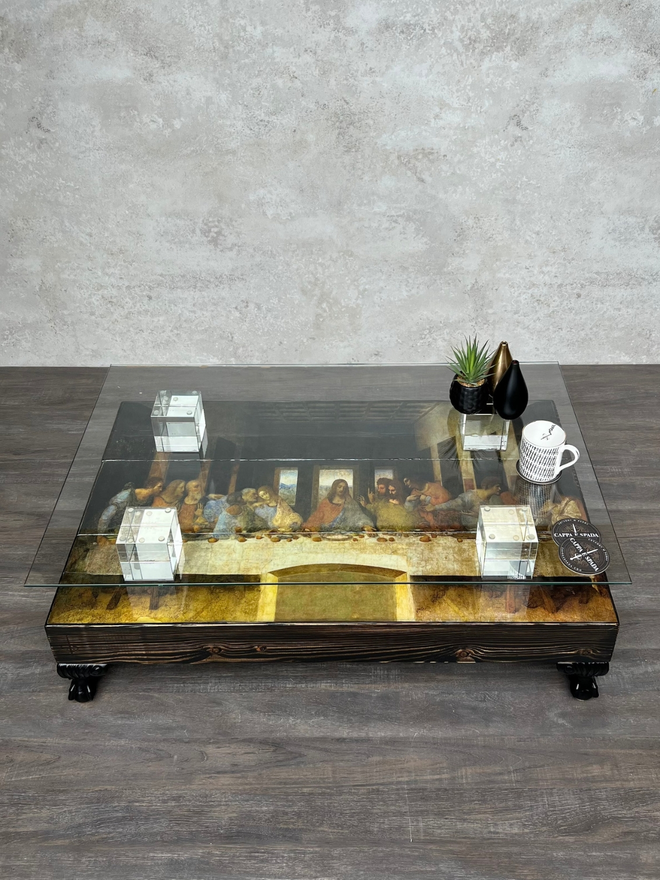 the last supper coffee table with glass top