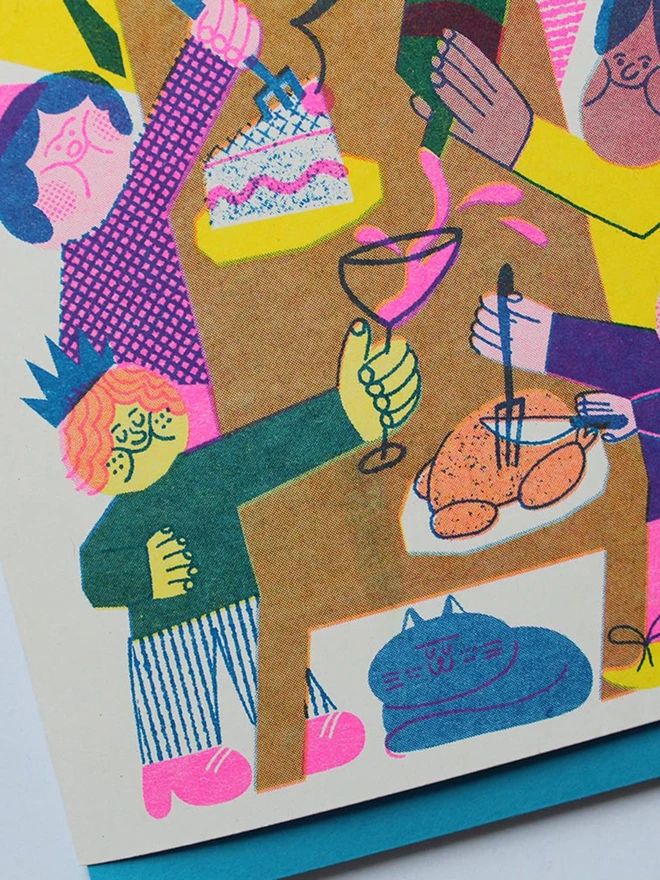 'Christmas Dinner' A6 Riso Christmas Card