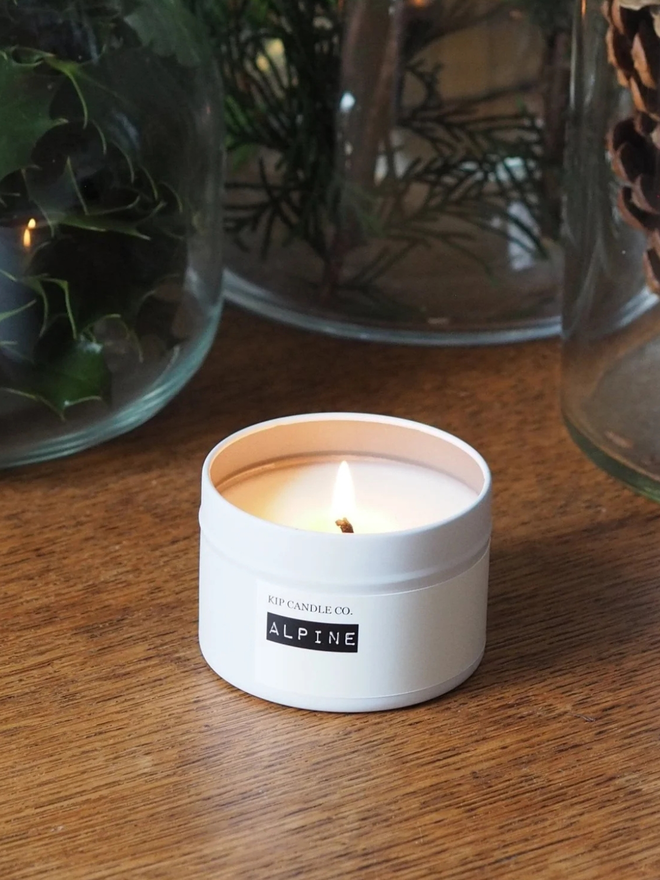 Alpine Christmas scented travel tin candle