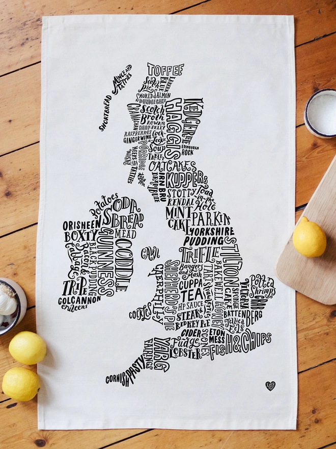 Black and white tea towel ideal gift for foodies