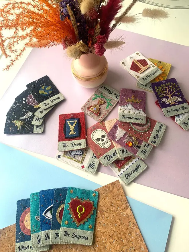 Hand Embroidered Tarot Card Decorations