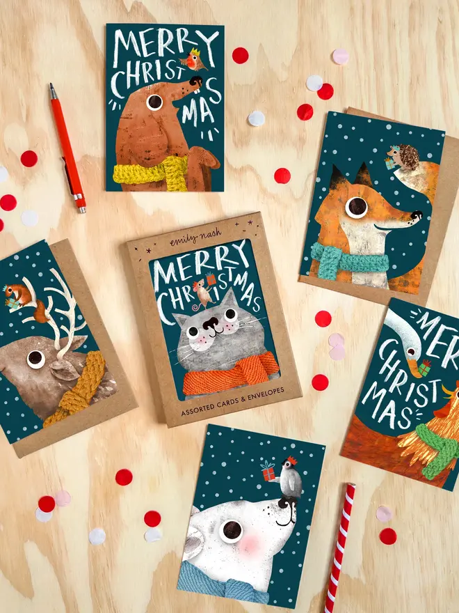 christmas animals card pack