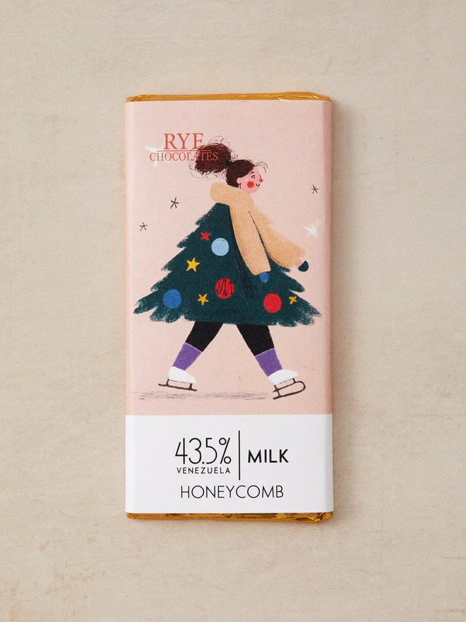 Festive Honeycomb Milk Chocolate Bar - 43.5% Venezuelan