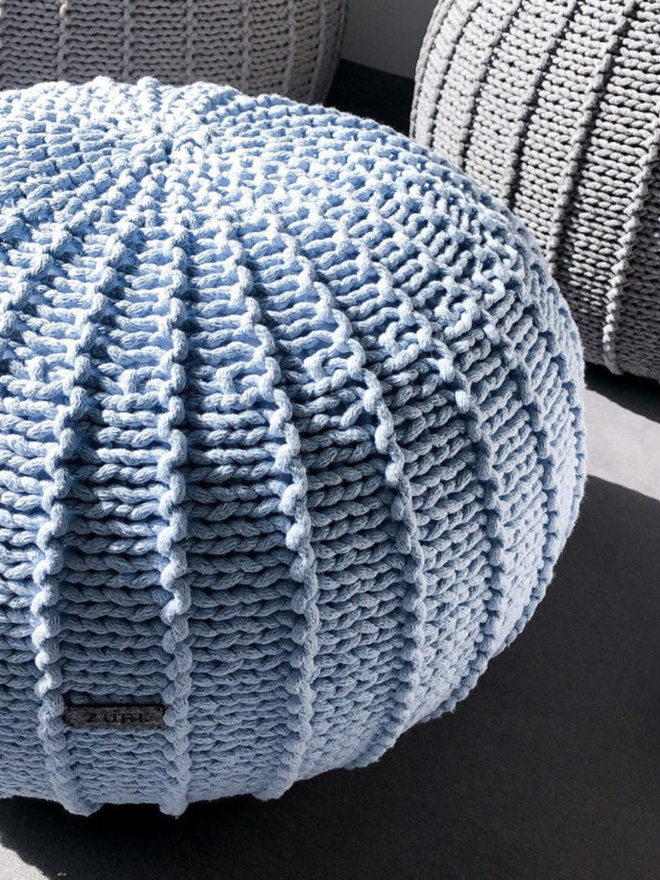 Zuri House. Baby blue children’s pouffe.