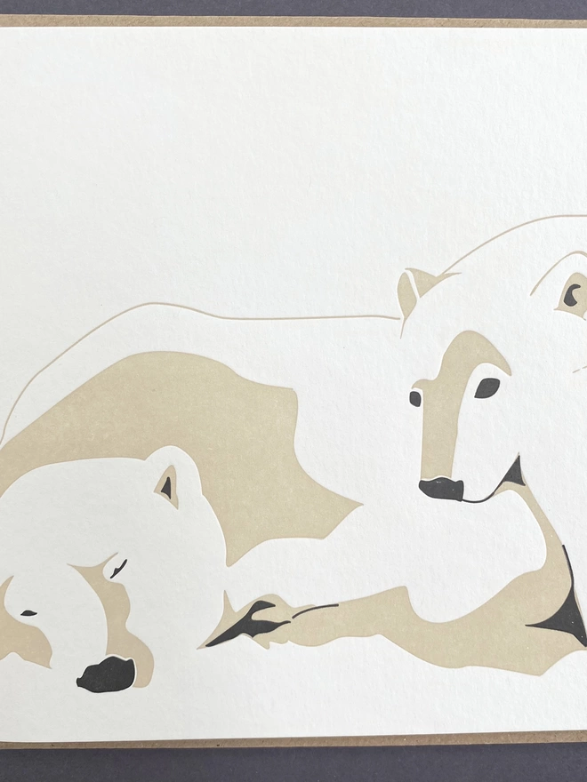 close up of two polar bears cuddling lovely Christmas, anniversary and wedding card