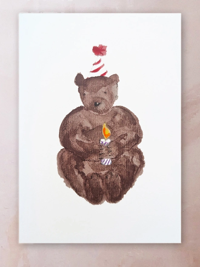 bear birthday candle happy hat