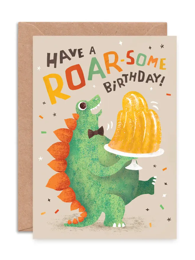 dinosaur illustrated birthday card