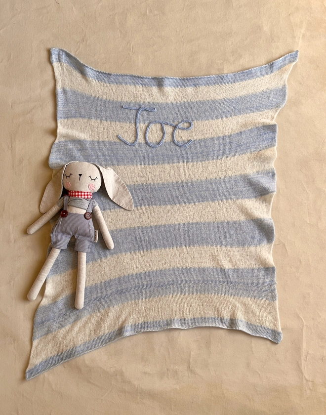 baby blue blanket laid out for size