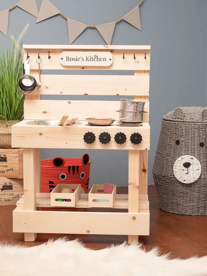 Personalised Wooden Play Cooker Kitchen
