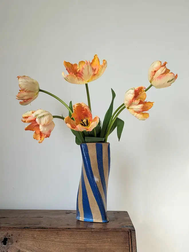 Blue Stripe Twist Vase