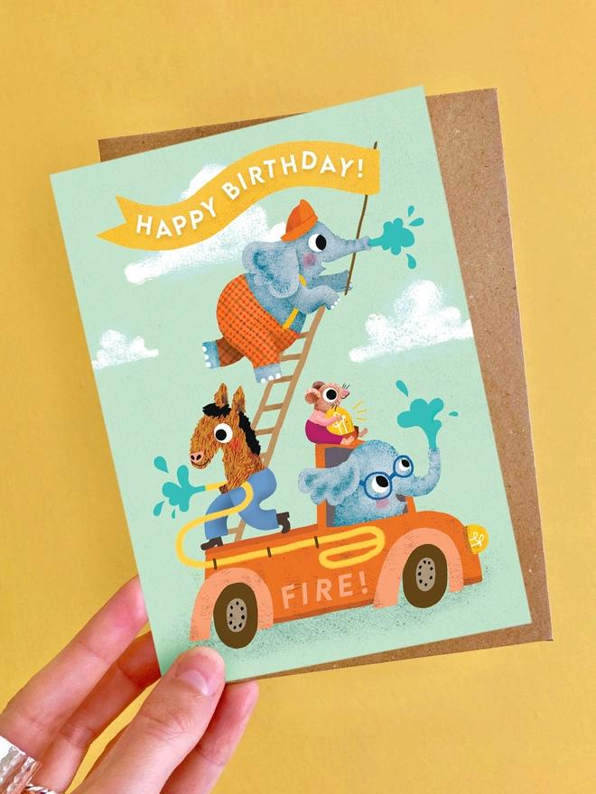 birthday set multipack pack greeting cards birthday card children's kids animal penguin moose elephant pig bear