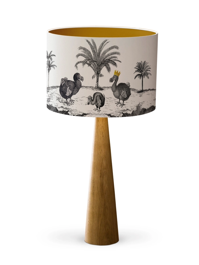 Handmade dodo bird lampshade with vintage illustration design for unique artisan interiors