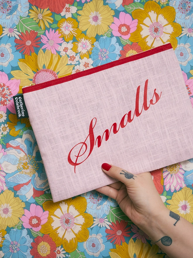 CATHERINE COLEBROOK PINK LINEN PURSE - SMALLS