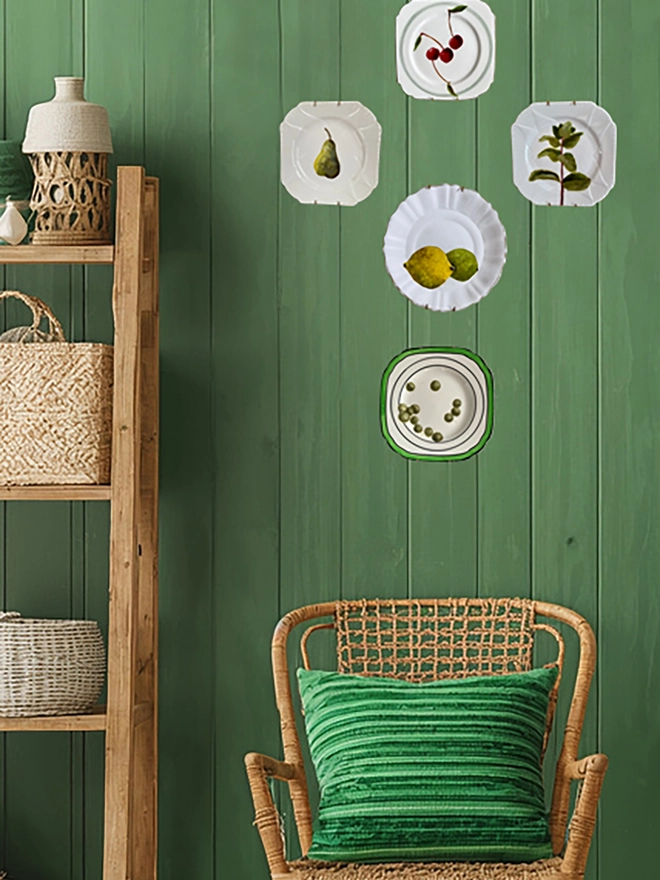 green plate wall