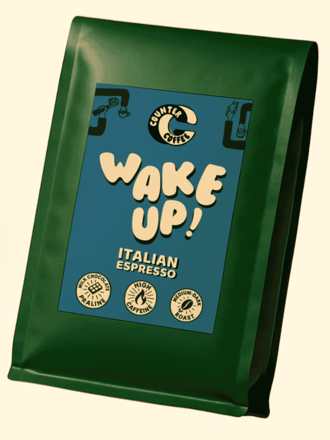Wake Up! Espresso. A bag of espresso beans from Counter Coffee.