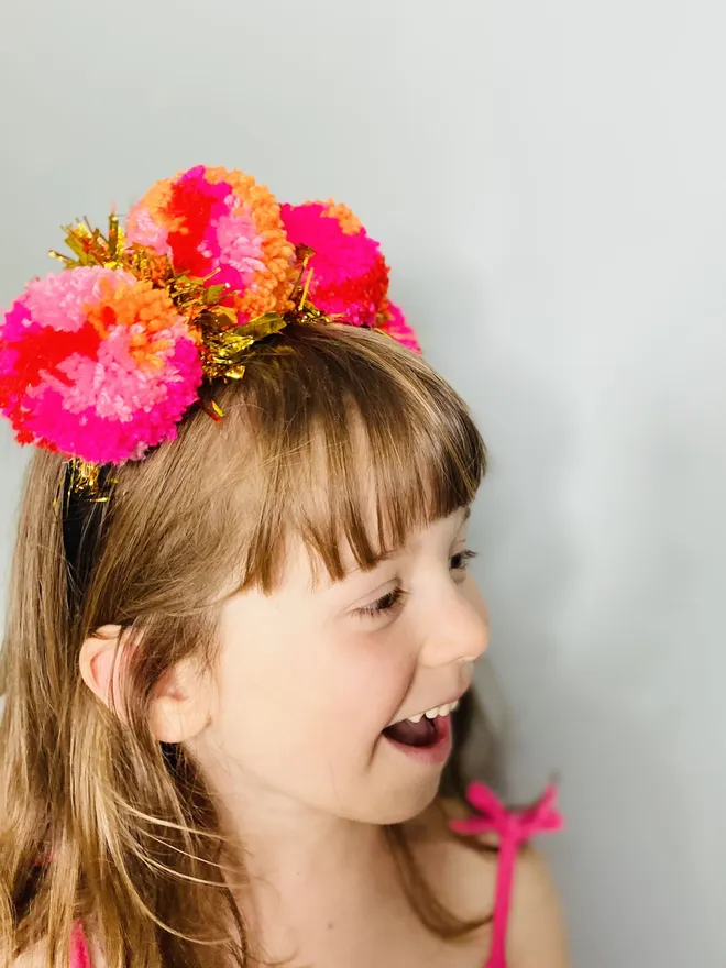 Pom Pom headband tinsel headband pink headband Pom Pom festival headband party headband gold tinsel headband LGBTQ headband lgbtq festival pride