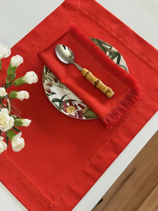 orange placemats