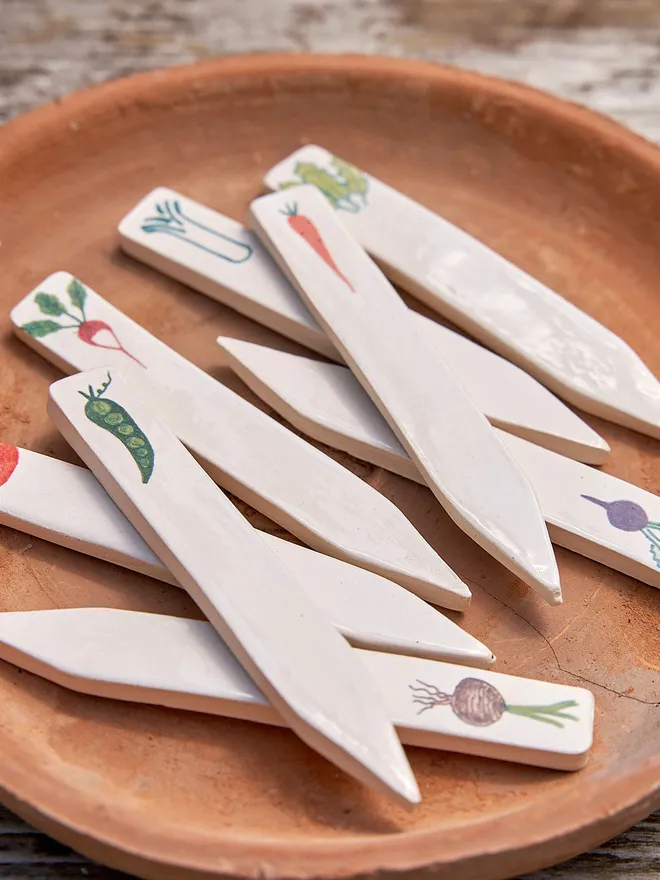 Ceramic Vegetable Image Labels (Set Of 8)