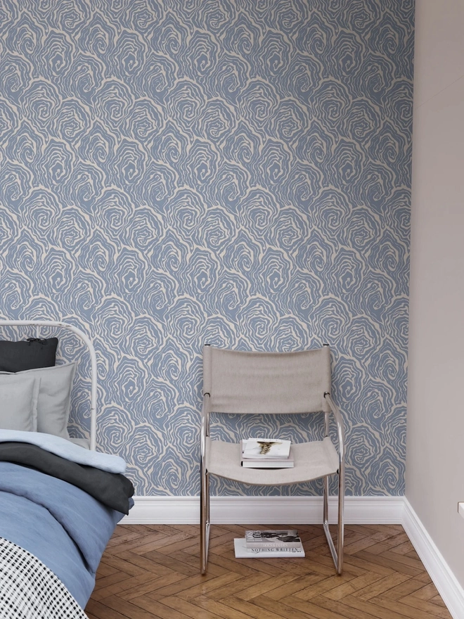 Oysters In Blue Foam Wallpaper