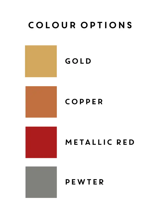 Personalised Christmas Metallic Hand Stamped Leather Coaster Colour Chart