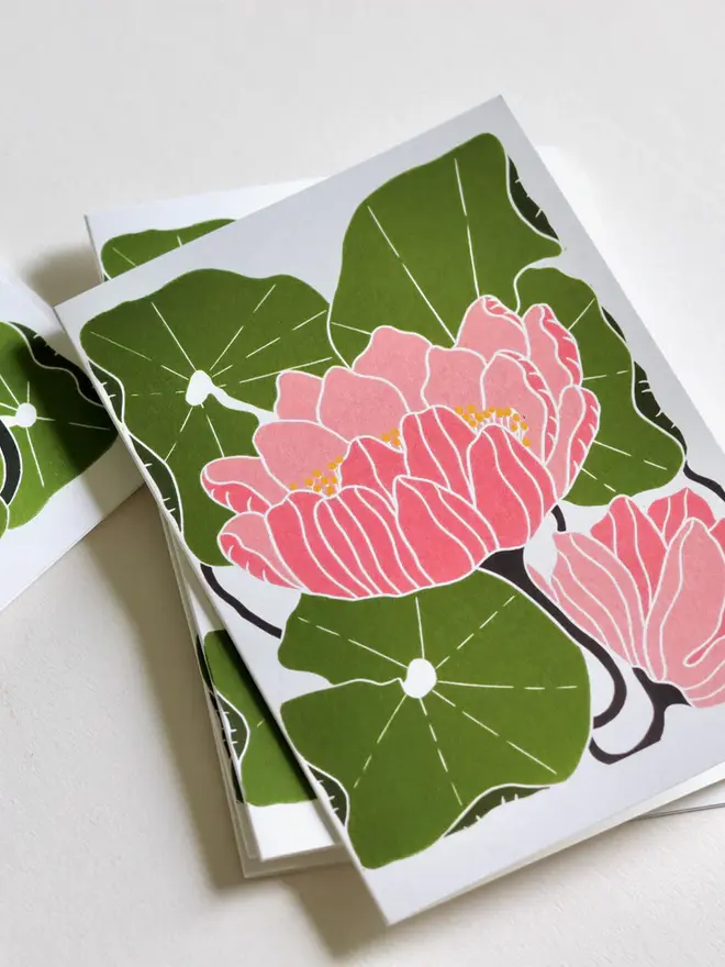 waterlilies notecard set pink