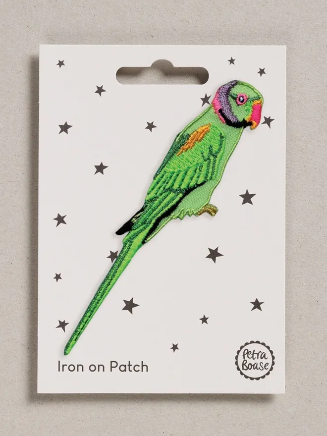 Paraqueet embroidered iron on fabric patch