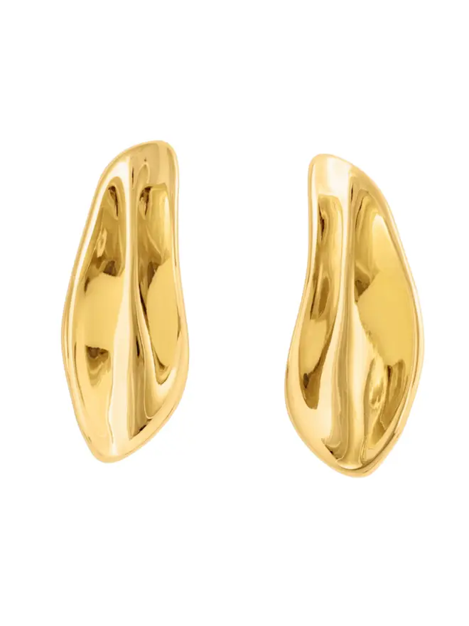Loel Large Gold Leaf Drop Earrings