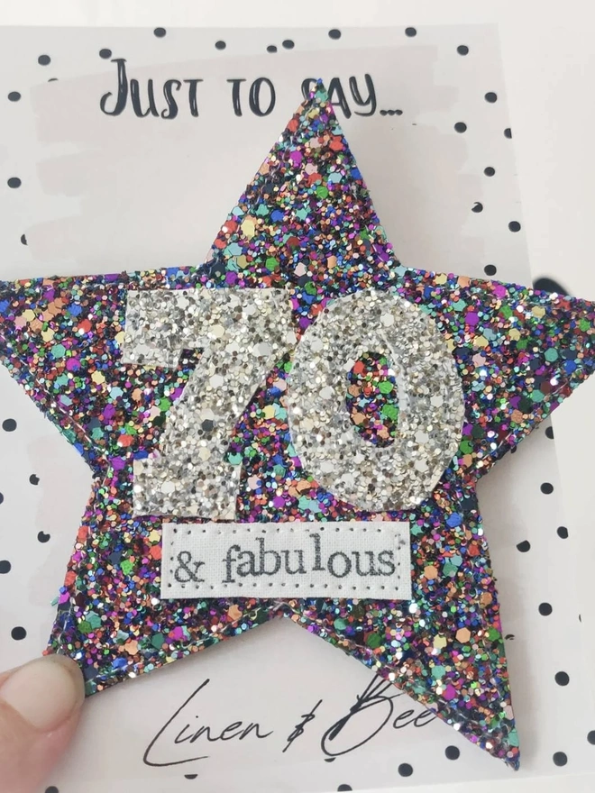 Glitter Star Theme Birthday Badge