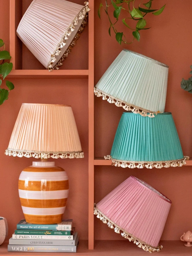 Gathered Silk Shade Lampshade With Tassels