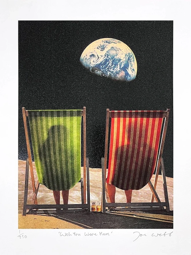 Wish You Were Here Stripes And Glitter Silkscreen Print 