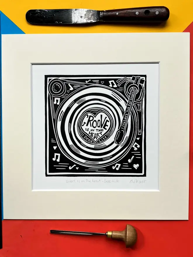 groove is in the heart deee lite lino print