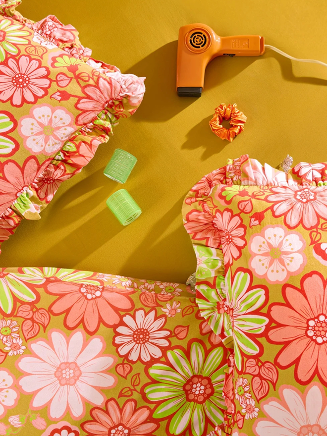 Gladys Pillowcases. Flower patterned, vibrantly coloured pillowcases.
