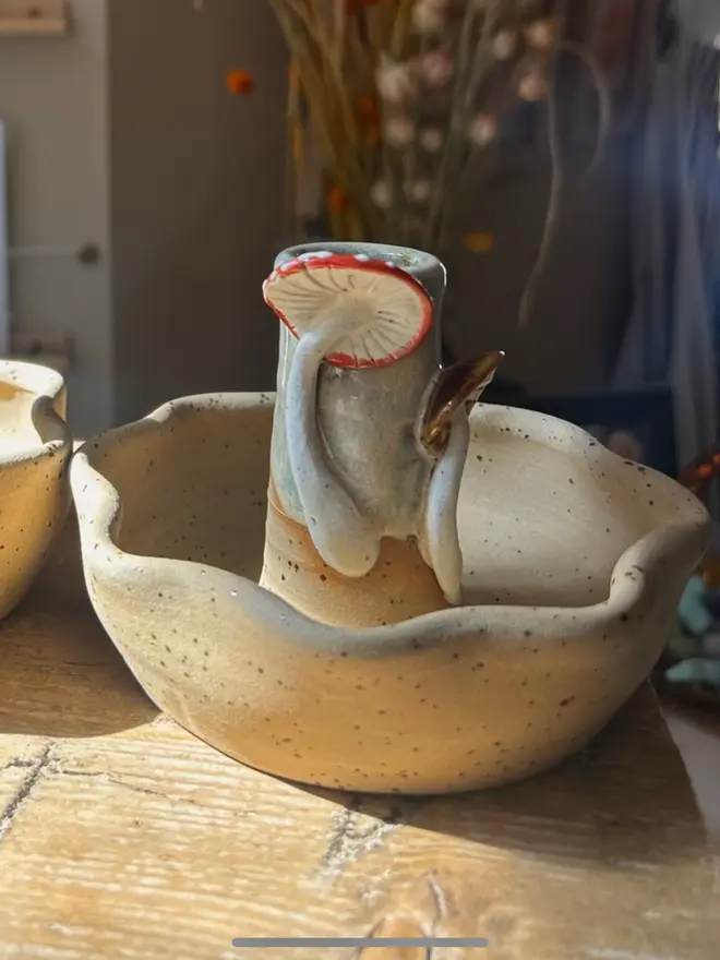  Ceramic Mushroom Candle Holder 