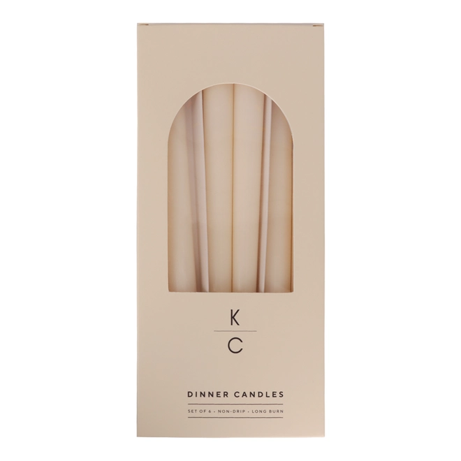 Ivory dinner candles in a box