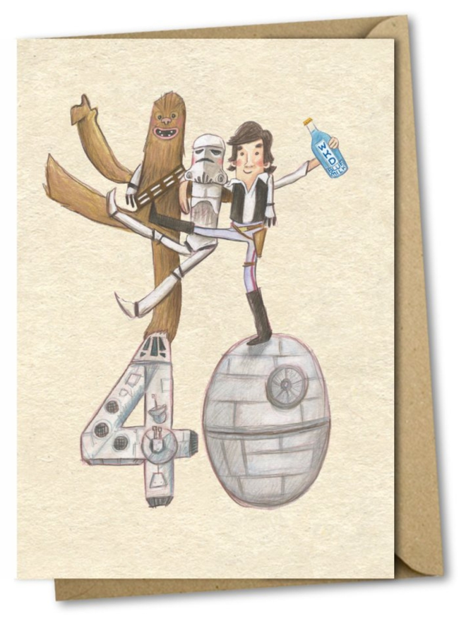 chewbacca hans solo stormtrooper star wars birthday card