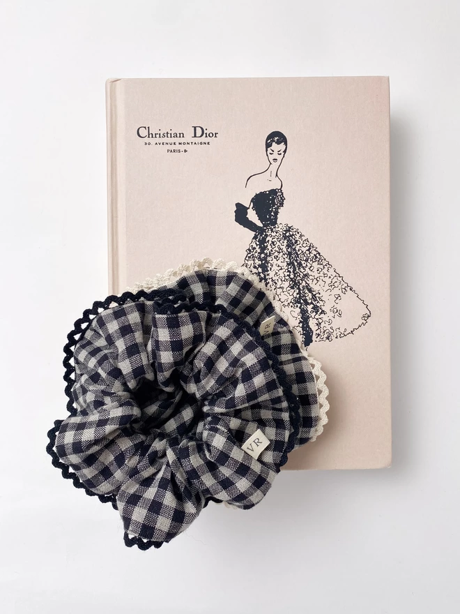 Large Linen Scrunchies with Christian Dior Book