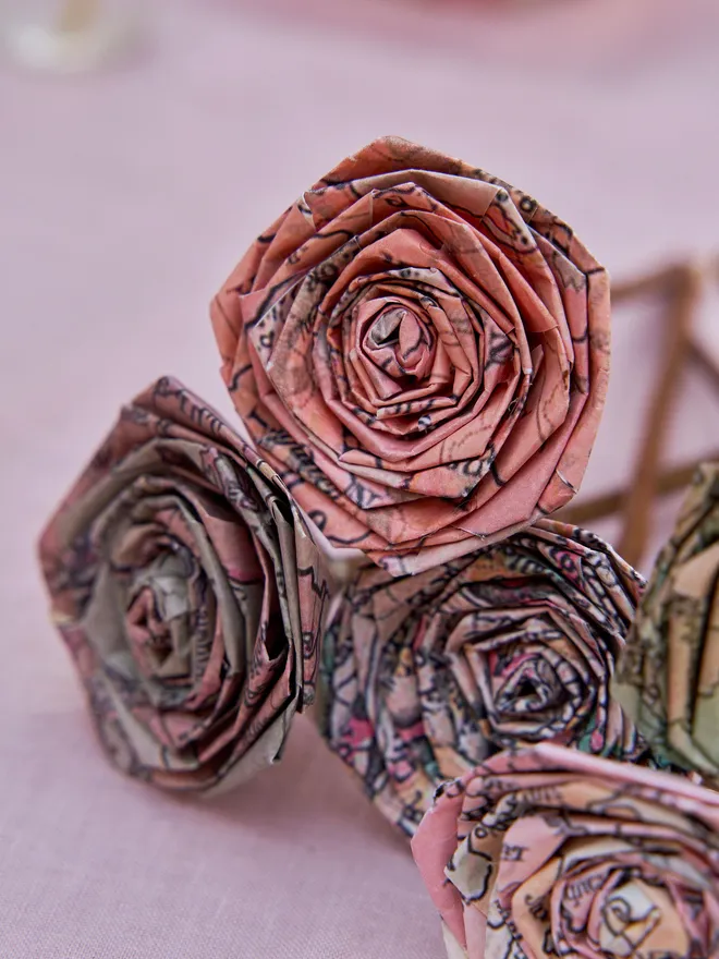 Old map paper roses