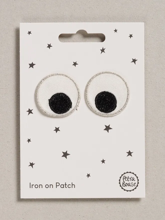 Googly Eyes embroidered iron on fabric patches