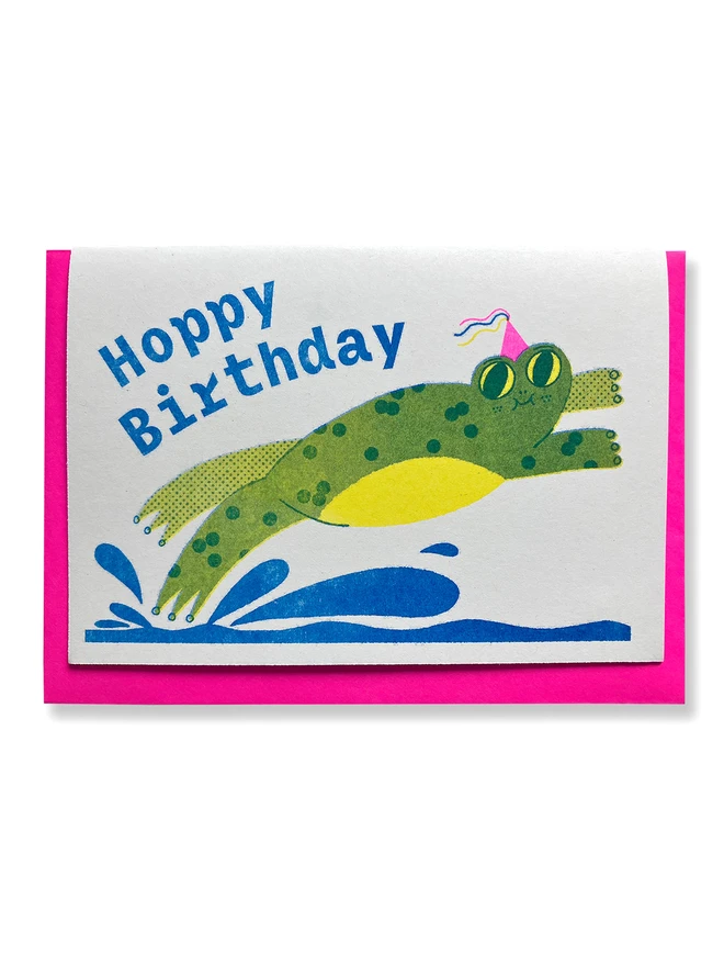 'Hoppy Birthday' A6 Riso Greetings Card