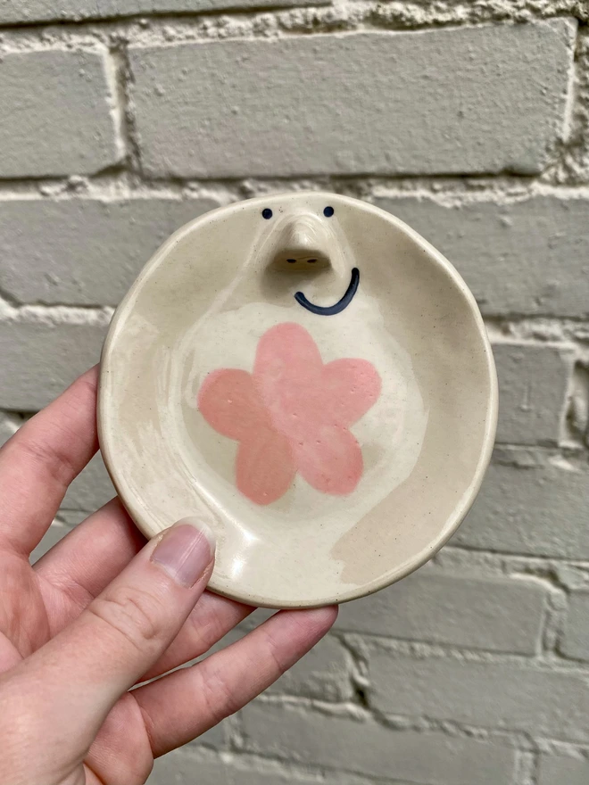 pink flower trinket tray