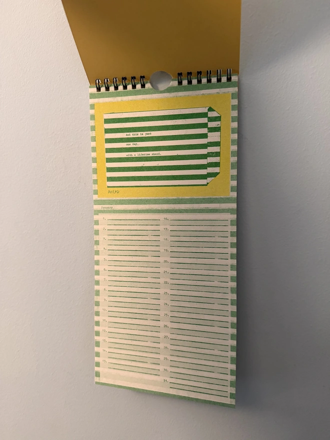 little bright coloured calendar