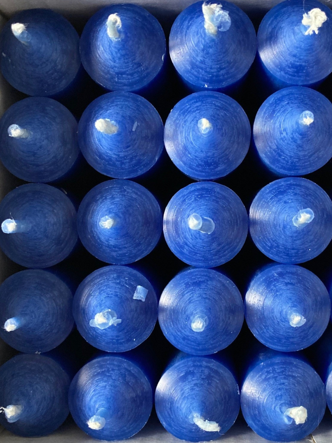 Boxed Candles. Candles in light blue.