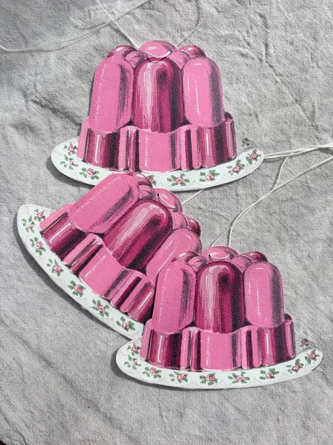 A string of pink jelly shaped bunting
