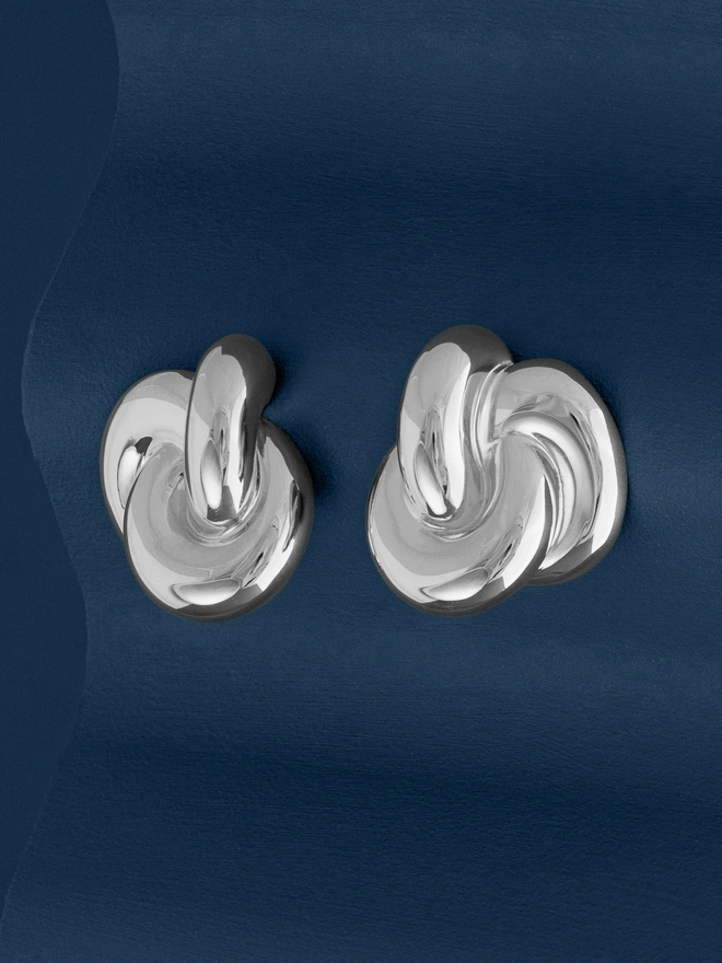 Loel Large Silver Knot Earrings