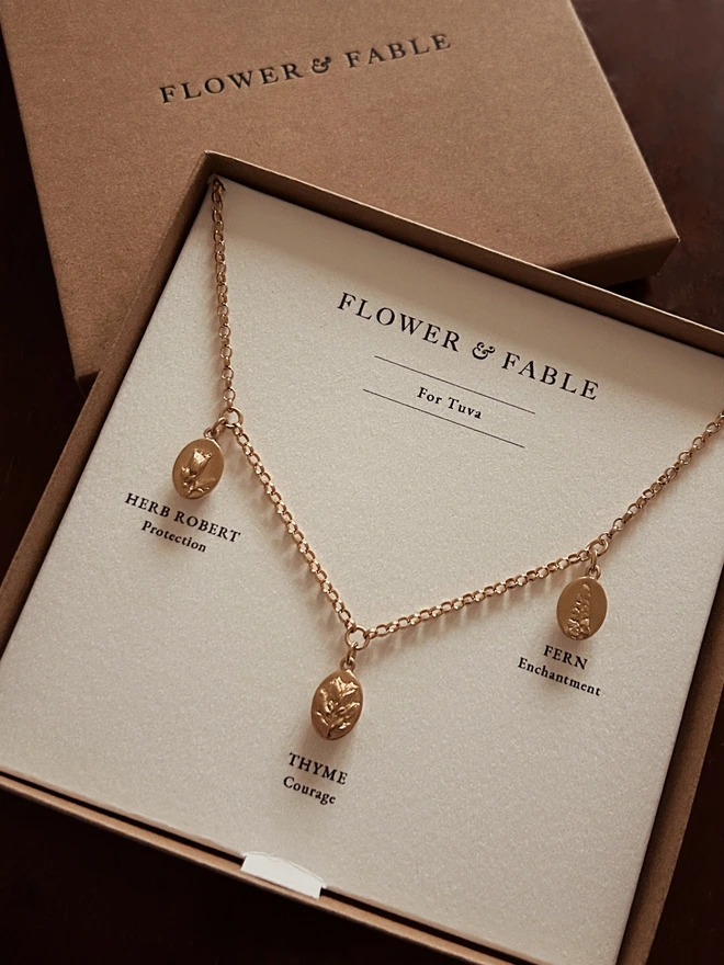 Triple Charm Necklace - 24ct Gold Plated Sterling Silver