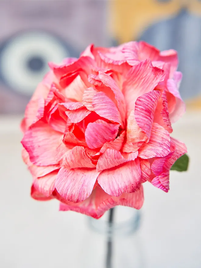 Crepe pink paper rose