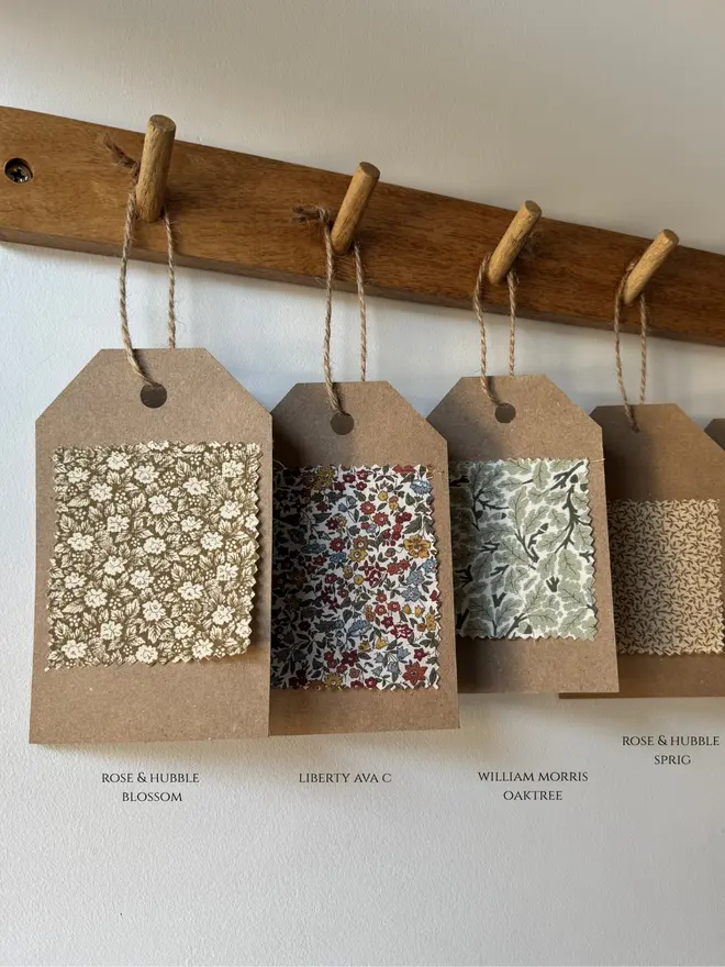 Fabric Bunting. Close up of floral fabric swatches